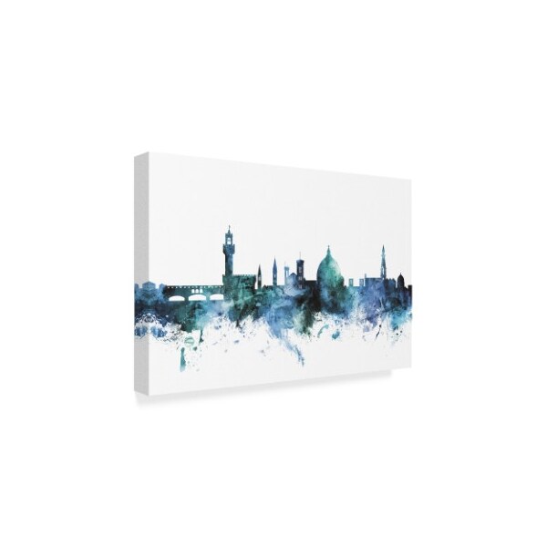 Michael Tompsett 'Florence Italy Blue Teal Skyline' Canvas Art,30x47